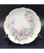 VTG Bavaria China Plate Hand Painted w/ Pink Roses Scalloped Edges 7.75&quot;... - £7.49 GBP