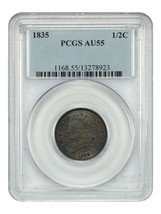 1835 1/2C PCGS AU55 - £240.27 GBP