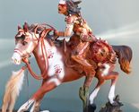 Native Indian Chief Warrior With Hand Axe Charging On Warpath Horse Figu... - $55.99