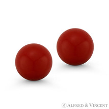 3mm to 10mm Red Coral Ball Studs Pushback Stud Earrings in 14k 14kt Yellow Gold - £26.92 GBP+