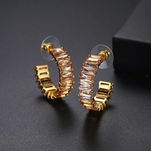 LUOTEEMI Big Korean MiPave Rainbow Zircon Hoop Earrings For Women Elegant Circle - £16.11 GBP