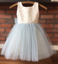 Cute Dusty Blue Flower Girl Dress with Bow - $79.00