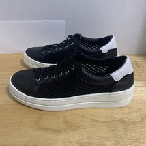 Steve Madden Napa Natural Comfort Black Leather Mesh Lace up Sneakers 6.5M - $18.08