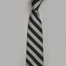 Boston Trader&#39;s All Silk Men Dress Tie Navy Blue White Stripes 3.5&quot; wide 56&quot; lon - £13.26 GBP