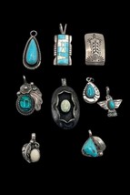 Navajo Sterling Silver Turquoise Multi Stone Pendant Charm Resale Lot 003 - £199.83 GBP