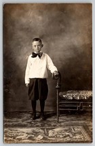 Young Boy Knickers Large Bow Tie RPPC Studio Photo Postcard A28 - £6.25 GBP