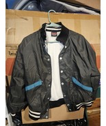 Hilton Active Apparel Jacket Mens M Black Snap Front Lined 80s 90s Retro... - $19.79