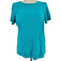 Woman Within T-shirt Women&#39;s M 14/16 Teal Crew Neck Short Sleeve - £6.33 GBP