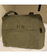 Vintage US Military M-24 Aircraft Gas Mask Green Canvas Bag 12&quot; x 13&quot; - $20.92