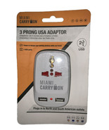 Miami Carry On 3 Prong USA Adaptor Power or Charge - 2 USB Ports - $279.97 MXN
