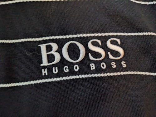 HUGO BOSS Golf Verde Label 1/4 Zip Manga Larga Jersey Negro Algodón Blanco M Item image 3