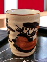 Japanese Daruma Yunomi Hand Painted Hand Made Teacup Mug Good Luck 4&quot; Tall - $31.49