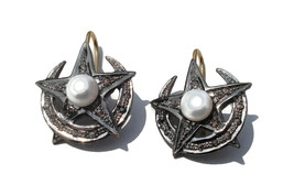 Victorian 0.72ct Rose Cut Diamond Pearl Pretty Wedding Earrings - £476.05 GBP