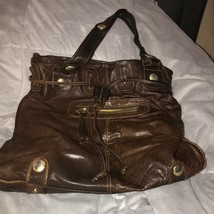 GUSTTO Brown Leather Large Tote Bag Hobo Satchel Handbag - £20.21 GBP