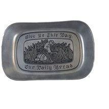 Vintage WILTON Pewter Armetale Give Us This Day Our Daily Bread Tray Silver - £7.82 GBP