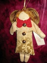 WOOF &amp; POOF ANGEL DOLL Handmade 13&quot; BELLS &amp; GOLD TAPESTRY BODY 1999 TAG! - $23.16