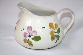 Portugal Hand Painted Floral Ceramic Squat Pitcher    #1470 - £19.24 GBP