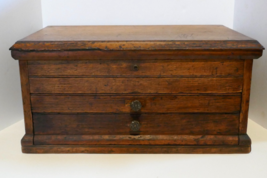 Antique Machinists Wood Lift Top with 2 Drawers Tool Box Chest Cabinet - £169.55 GBP
