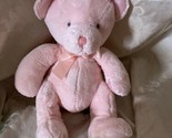 NWT Russ Berrie Teddy Bear BITSY Pink Plush w Satin Stuffed Rattle Toy 12&quot; - $19.75