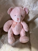 NWT Russ Berrie Teddy Bear BITSY Pink Plush w Satin Stuffed Rattle Toy 12&quot; - £15.47 GBP