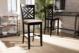 Haines Sand Fabric Espresso Brown 2Pc Bar Stool Set - $217.00
