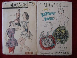 2 Vtg Advance Sewing Patterns Cobbler Poncho Buttons Bows Penney&#39;s Half Ruffles - £7.94 GBP