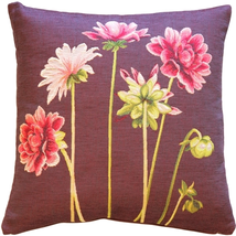 Pink Dahlias Square Tapestry Throw Pillow, Complete with Pillow Insert - £33.24 GBP
