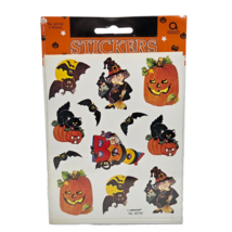 VINTAGE AMSCAN HALLOWEEN STICKERS NEW SEALED WITCH PUMPKIN BAT CAT BOO 4... - $14.25