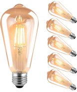 Hession St64 Led Edison Bulbs, 4W Equivalent 40W, Soft Light Amber Glass... - $593.68 MXN
