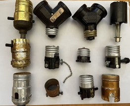  LOT of Vintage LAMP PARTS Light Socket PARTS/ Pull Chains/ Double Bulb ... - $78.19