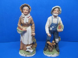 Homco #1409 Old Man And Woman Farmers Vintage Figurines VGC - £15.71 GBP
