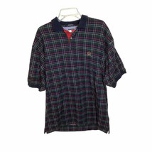 Tommy Hilfiger XL Plaid Polo Short Sleeve Blue Green Red Casual Comfort 888A - £20.46 GBP