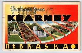 Greetings From Kearney Nebraska Postcard Large Big Letter City Curt Teich 1950 - $6.95
