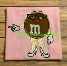M&amp;M Brown Candy Applique Machine Embroidery Design - $4.00