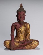 Antique Khmer Style SE Asia Seated Wood Enlightenment Buddha Statue - 43... - £490.03 GBP