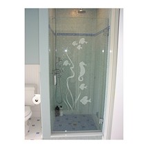 Under the Sea - Etched Vinyl Decal For Shower Door or Sliding Glass Door - 33" t - £36.77 GBP