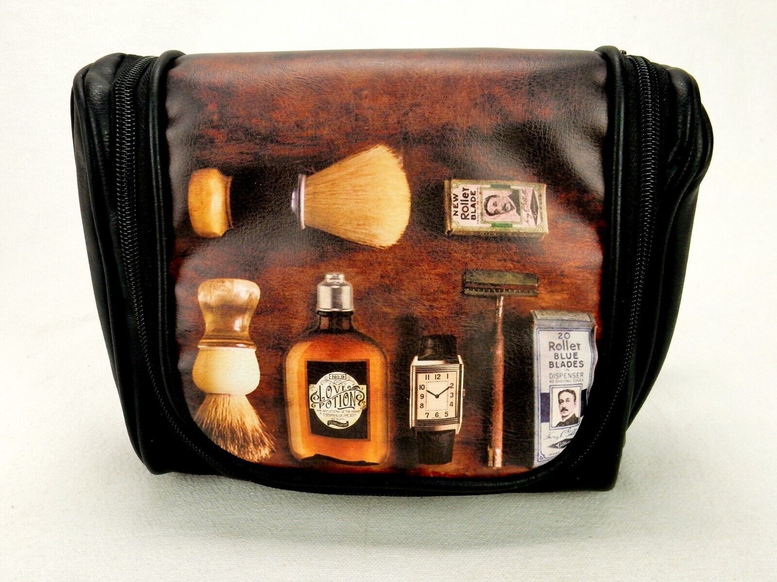 Faux Leather Men&#39;s Toiletry Bag, Hanging Travel Shaving Caddy, Kingsley ... - $14.65