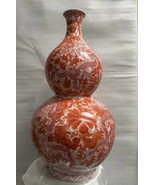 LEGEND OF ASIA ORANGE CHINOISERIE DRAGON GOURD VASE 24&quot; TALL - $6,212.97 MXN