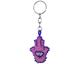 Mia Jewel Shop Hamsa Hand Evil Eye Seed Bead 3D Figurine Keychain Metal Ring - H - £11.83 GBP