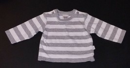 Baby Gap Gray White Striped Shirt Boy Girl Infant 3-6 Months 100% Cotton - £11.03 GBP