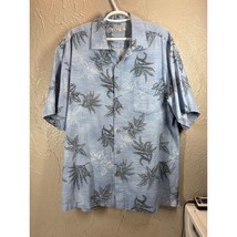 Batik Bay Shirt Mens Blue Palm Tree Hawaiian Cotton Beach Size Large - $372.25 MXN
