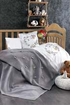 5 Pieces 100% Cotton, 3d Flower And Bird Patterned Cemre Gray Baby Duvet Cover S - £159.29 GBP
