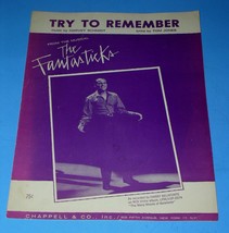 Harry Belafonte Try To Remember Sheet Music Vintage 1960 The Fantasticks - £19.57 GBP