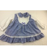 Vintage Baby Girls blue calico Dress Size 18m ?  no Size Tag - £11.65 GBP