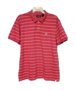 Chaps Men&#39;s Pink Striped Polo Shirt M 100% Cotton Embroidered Logo Short... - $9.89