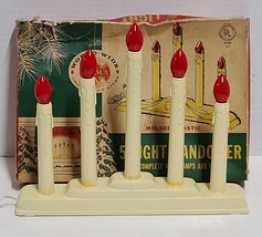 VINTAGE NOMA 5 Light Candolier w/Red Bulbs, Molded Plastic and Original Box - £18.73 GBP