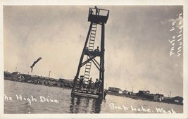 1910-30 AZO Real Photo Postcard RPPC Soap Lake Washington - The High Dive Exc. - £32.66 GBP
