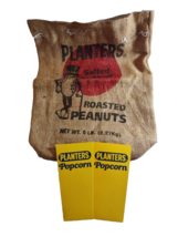 Planters Peanut Vintage Burlap Roasted Nut 5 Pound Bag Sack + Popcorn Ho... - $28.75
