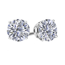 0.50Ct Simulated Diamond Brilliant Cut 14K White Gold Push Back Stud Earrings  - £11.05 GBP