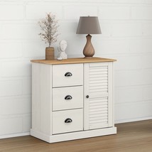 Sideboard with Drawers VIGO 78x40x75 cm White Solid Wood Pine - £119.51 GBP